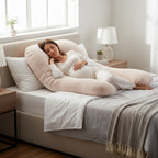 Coussin de grossesse et d’allaitement en U – coton bio beige foncé